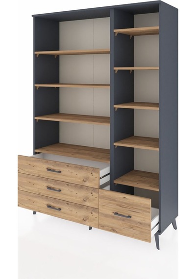 Hyperion Dolap 9 Raflı 4 Çekmeceli 132x44x195 Antrasit-çam/çam Antrasit Hyperion Dolap 9 Raflı 4 Çekmeceli 132x44x195 Antrasit-çam/çam Antrasit