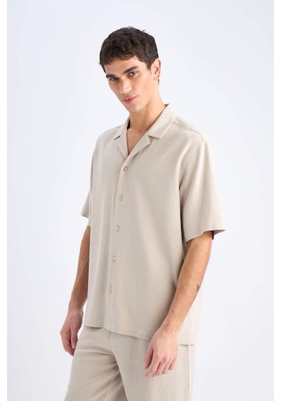 Defacto Relax Fit Pamuklu Yazlık Kısa Kollu Gömlek D8875ax25smbg751 Bej