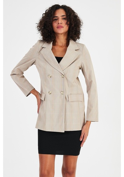 Alexandergardı Ekoseli Astarsız Cepli Kruvaze Blazer Ceket B24-00202 001