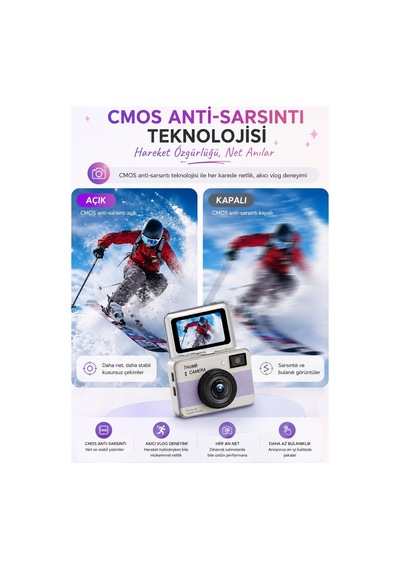 Robeve Y11 68mp Dijital Fotoğraf Makinesi 180 Döner Ekranlı Mini Selfie Kamera
