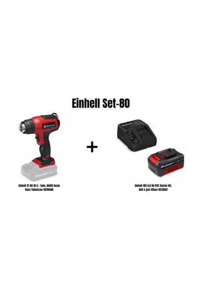 Einhell Set-80 Einhell Te-ha 18 Li Akülü Sıcak Hava Tabancası+einhell 18v 4,0 Ah Pxc Starter Kit, Akü & Şarj Cihazı