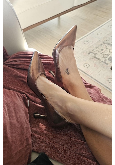 10 1109 Topukla Kadın Kadeh Topuklu 8 Cm Topuklu Stiletto Ayakkabı Bakır