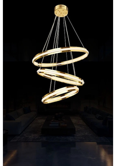 Meyra Modern 3'lü Led Halka 50 Cm Led Avize Myr-3h50-w150-mıx4578-546 Gold