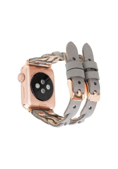 Bouletta Apple Watch Uyumlu Deri Kordon York Double Tour Gri Deri