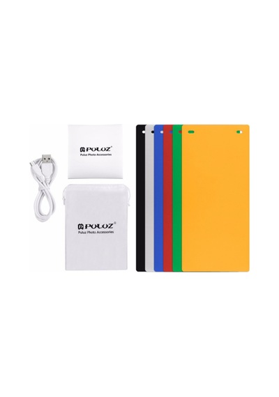Puluz 2 Adet Led Şerit Işıklı 23x24cm 6 Fonlu Fotograf Ürün Çekim Çadırı Kutusu Light Box