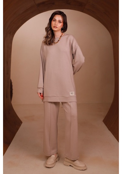 Balenbi Kadın Oysh Modal Kumaş Oversize 80 Cm Tunik Bol Paça Pantolon Tesettür Takım 1228 Bej Balenbi Kadın Oysh Modal Kumaş Oversize 80 Cm Tunik Bol Paça Pantolon Tesettür Takım 1228 Bej