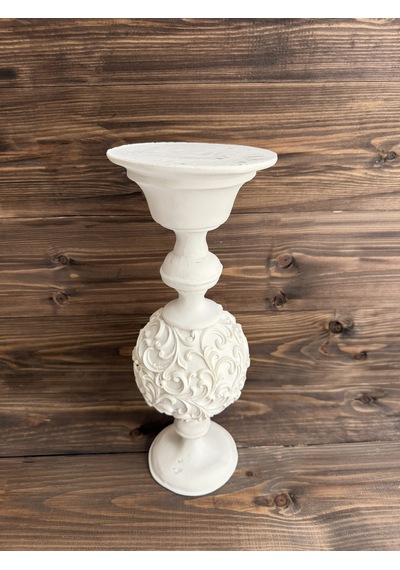 Ham Polyester Orb Dekoratif Şamdan 1 Beyaz
