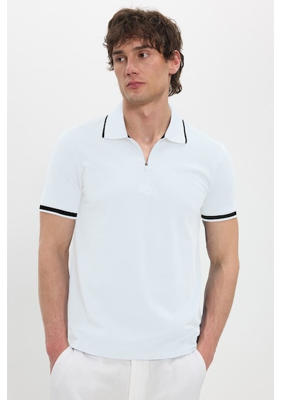 Tudors Erkek Slim Fit Dar Kesim %100 Pamuk Jakarlı Düz Yaka Ve Kol Detaylı Beyaz Polo Yaka Tişört-50213 Tudors Erkek Slim Fit Dar Kesim %100 Pamuk Jakarlı Düz Yaka Ve Kol Detaylı Beyaz Polo Yaka Tişört-50213