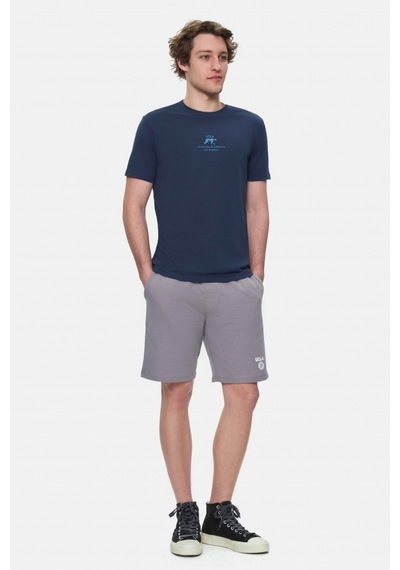 Ucla Fabıo Lacivert Bisiklet Yaka Baskılı Standard Fit Erkek Tshirt Lacivert