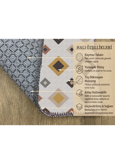 Turkıshrug Kıngdom Çok Renkli Dijital Baskılı Halı Modern Kilim Desenli Tasarım