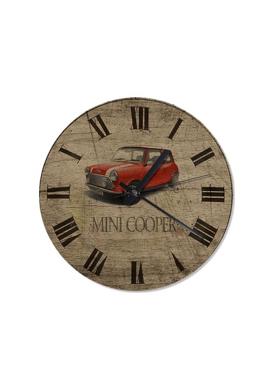 Eski Mini Cooper Akarlı Duvar Saati Çok Renkli