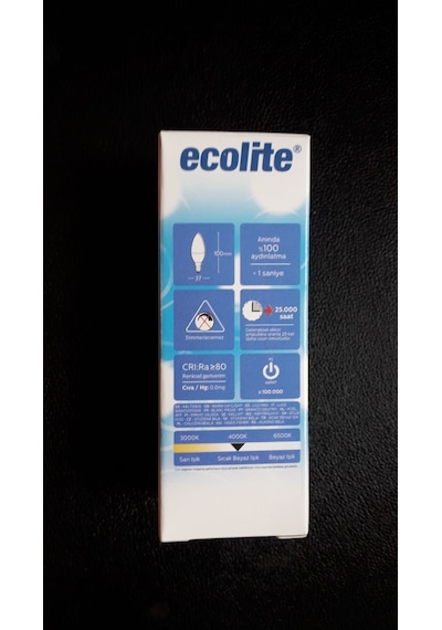 Ecolite 5Li Paket 5W E14 4000K Sıcak Beyaz Işık Led Buji Ampul
