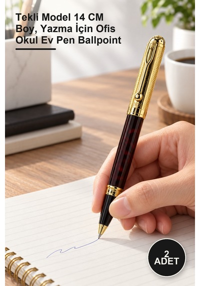 2 Adet Tükenmez Kalem Tekli Model 14 Cm Boy, Yazma İçin Ofis Okul Ev Pen Ballpoint 1