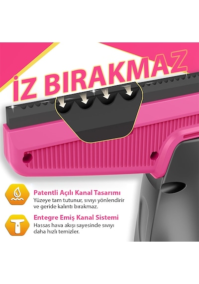 Ezere Clearview Şarjlı Cam Temizleyici Silme Makinesi Mikrofiber Başlıklı Siyah