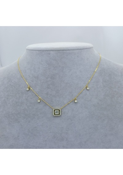 Yeni Sezon 22 Ayar Altın Kaplama Paslanmaz Çelik Baget Taş'lı Kadın Kolye Gold