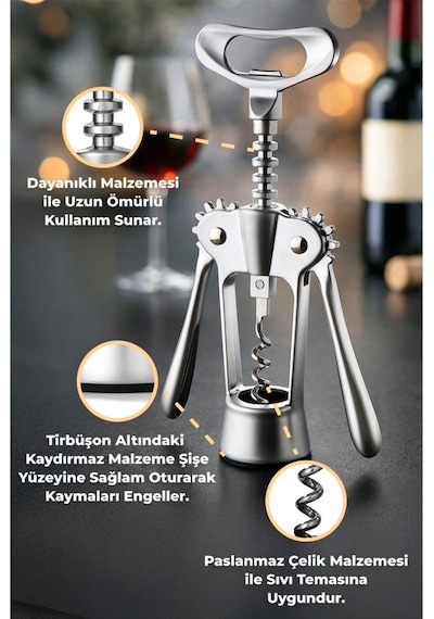 Primanova Gadget Paslanmaz Çelik Tirbuşon