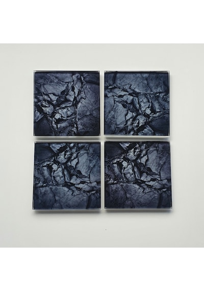 Decorita Cam Bardak Altlığı Doğal Taş Desen 4'lü Takım 10 x 10 CM Çok Renkli