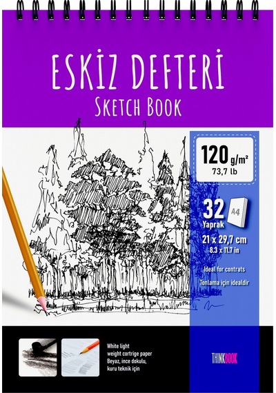 Eskiz A5, A4 Spiralli Defter 2'li Set Renkli