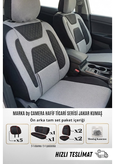 Marka By Camera Hafif Ticari Serisi Jakar Kumaş Oto Koltuk Kılıfı Tam Set Berlıngo-caddy-connect-courıer-doblo-dokker-partner Gri Desen 2