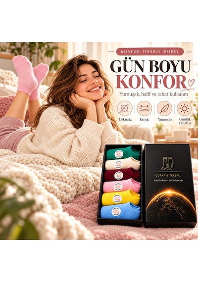 Ren.ga.renk Kadın Dikişsiz Patik Çorap 6'lı Kutulu Seti Renkli Yıkamalı Günlük Sneaker Çorabı Hediyelik Paketi Renk: Çok Renkli Beden: 36-40 Adet: 6 Rengaren Ren.ga.renk Kadın Dikişsiz Patik Çorap 6'lı Kutulu Seti Renkli Yıkamalı Günlük Sneaker Çorabı Hediyelik Paketi Renk: Çok Renkli Beden: 36-40 Adet: 6 Rengaren