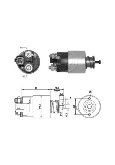 12v Marş Otomatiği gövde 43 Mm soketli Küçük Tip Hyundaı/kıa N11.1763