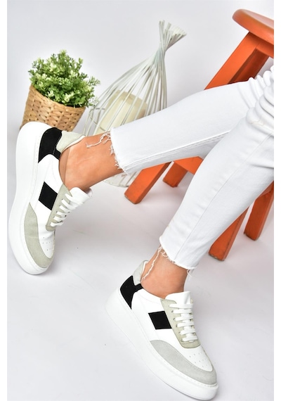 Fox Shoes P274048809 Beyaz/Siyah Günlük Kadın Spor Ayakkabı Sneakers Beyaz - Siyah Fox Shoes P274048809 Beyaz/Siyah Günlük Kadın Spor Ayakkabı Sneakers Beyaz - Siyah