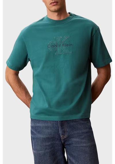 Calvin Klein % 100 Pamuk Relaxed Fit Logolu T Shirt Lv04rg814g8zu Erkek T Shirt Lv04rg814g 8zu Petrol