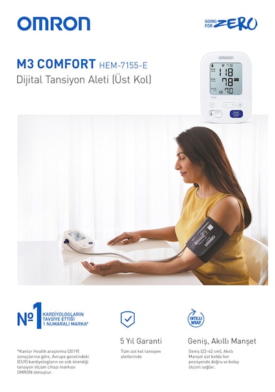 M3 Comfort Afib Kolay Kullanım Üst Koldan Ölçer Pilli Tansiyon Aleti