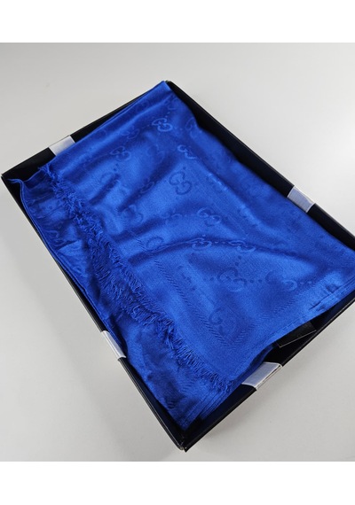 Miorel Scarfs G Desen Çift Taraflı Kaşmir İpek Şal 4 Mevsim Soft Pamuklu Şal Saks Mavi