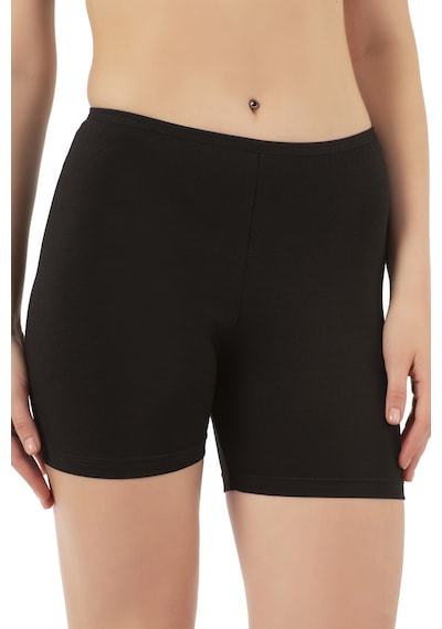 Özkan Underwear Özkan 26591 Kadın Pamuklu Likralı Süprem Esnek Rahat Ara Boy Diz Üstü Kısa Tayt Şort Boxer Siyah