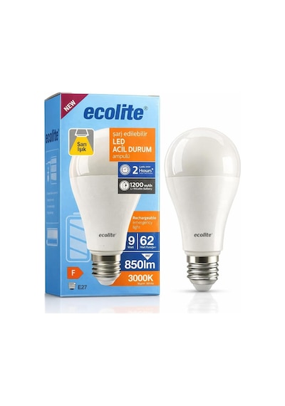 Şarjlı Led Acil Durum Ampulü 9w E27 Sarı