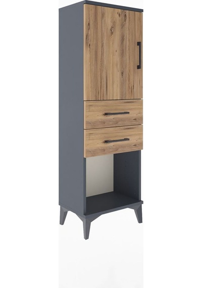 Arges Dolap 2 Raflı 2 Çekmeceli Tek Kapaklı 44x30x134 Antrasit-çam Antrasit
