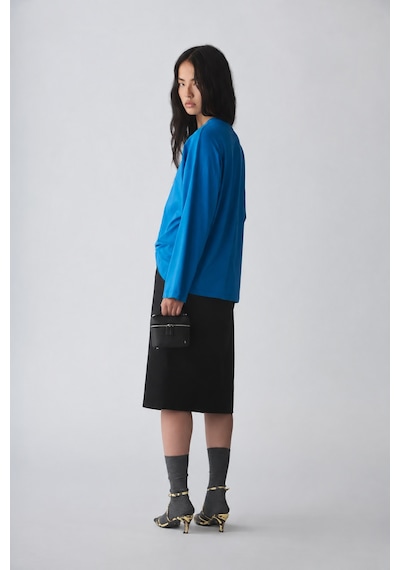 Suud Collection Mavi Uzun Kollu Oversize Tişört