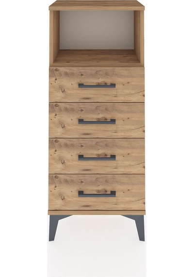 Arges Komodin Tek Raflı 4 Çekmeceli 44x30x106 Çam-çam Çam
