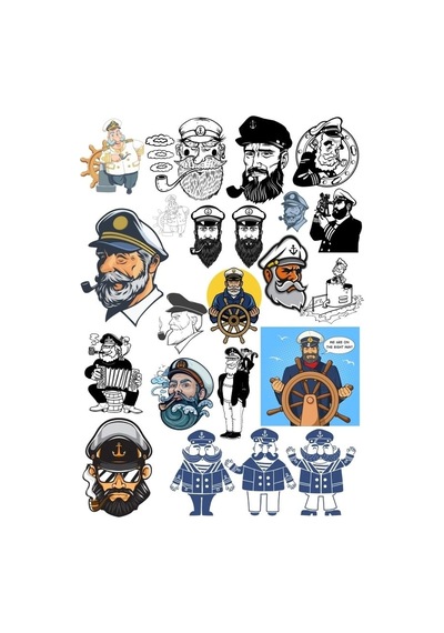 Gemi Kaptanı Sticker Set 20 Parça Telefon, Tablet, Defter, Laptop Sticker