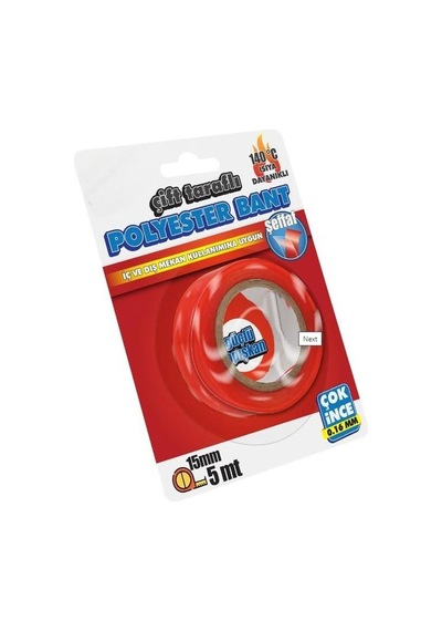 Çift Taraflı Polyester Bant 140 Derece Isıya Dayanıklı15mmx5mt- 0,16mm İncelik