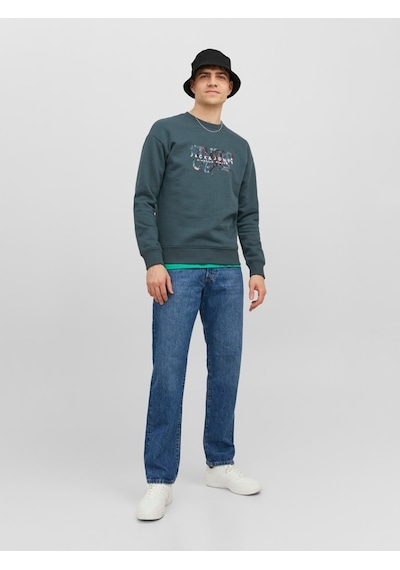 Jack & Jones Jack&jones Sıfır Yaka Koyu Yeşil Erkek Sweatshirt 12242366 001