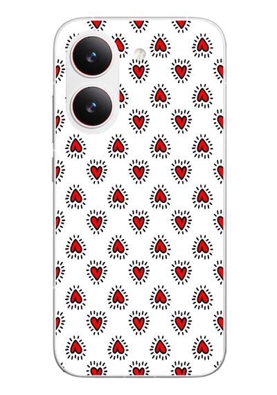 Poco X8 Pro Uyumlu Kalp Çizgisi Baskılı Silikon Kılıf Renkli
