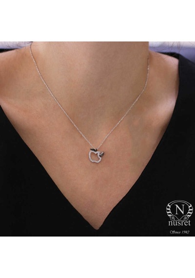 Nusret 925 Ayar Gümüş Yapraklı Elma Kolye 59497387
