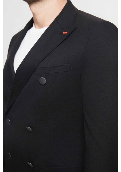 D's Damat Slim Fit Siyah Metal Düğmeli Kruvaze Kumaş Ceket 3ef04dd024881 Siyah