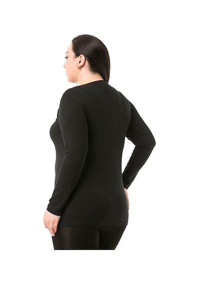 Disentis Büyük Beden Bisiklet Yaka Uzun Kollu Viskon Siyah Body Siyah