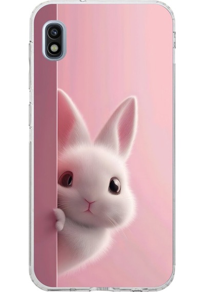Samsung Galaxy A10 Uyumlu Şeffaf Kılıf 5 Peluş Tavşan Tasarımlı
