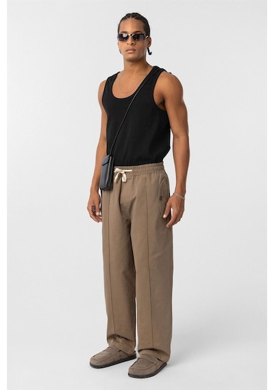 Vamos Bağcıklı Baggy Gabardin Pantolon Vizon