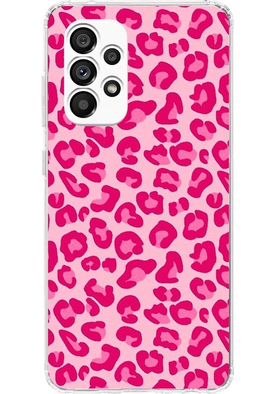 Samsung Galaxy A23 Uyumlu Pembe Leopar Tasarımlı Baskılı Silikon Kılıf Renkli