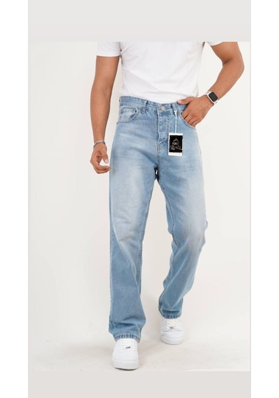 Açık Mavi Taşlamalı Baggy Pantolon Açıkmavitaşlama
