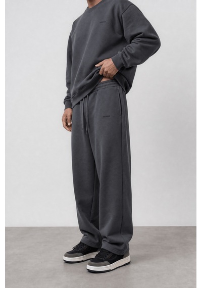Erkek Respire Basic Baggy Eşofman Altı Füme