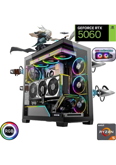 Güneysu 5600-16-1-5060-A520-240-M9-S R5-5600 16 GB 1 TB SSD RTX5060 Free Dos Masaüstü Oyuncu Bilgisayarı