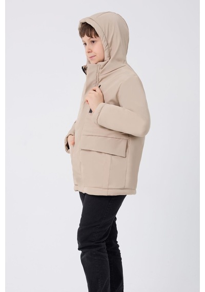 Erkek Çocuksu Ve Rüzgar Geçirmez Kapüşonlu 3 Cep Kışlık Mont & Kaban & Parka-70 Taş