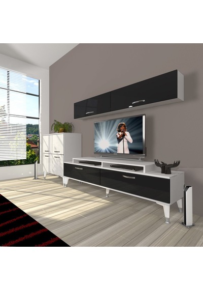 Decoraktiv Ekoflex 6y Slm Silver Tv Ünitesi Tv Sehpası Beyaz - Siyah
