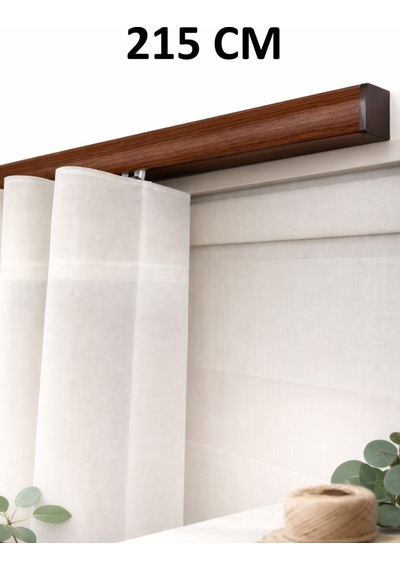 Ceviz Dekoratif Ray 2 Kanallı Dekoratif Metal Perde Kornişi Ceviz215cm - 847807672 Ceviz215cm